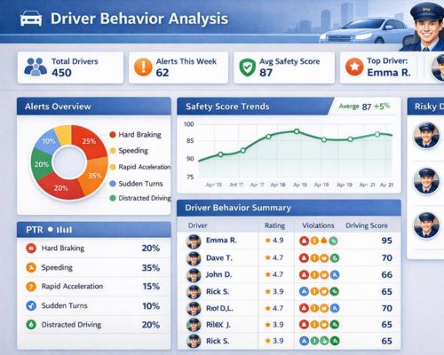 Our system’s driver monitoring and tracking capabilities include analyzing driver behavior, such as overspeeding, harsh braking, rapid acceleration, and idle driving, which can be risky and lead to fatal accidents.