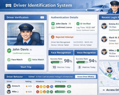 Manaviya Tech offers a driver identification system, which allows only authorized personnel to operate the vehicle. The system can track driver identity, ensuring that only authorized personnel operate the vehicle, thus giving more control to the organization.